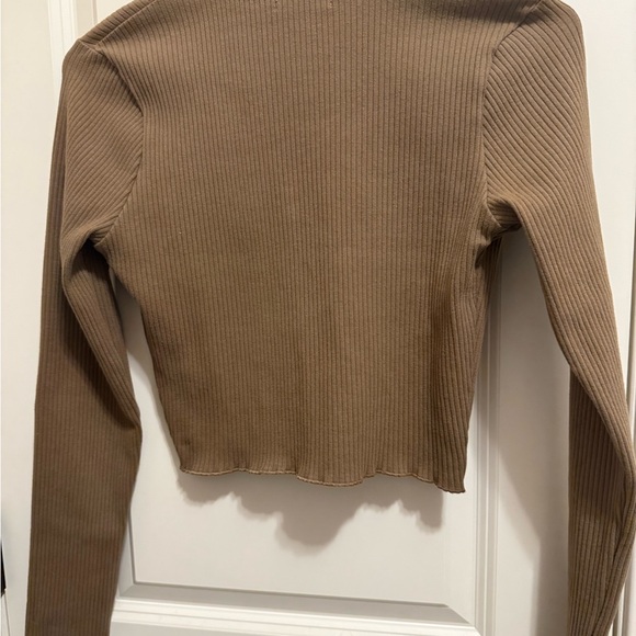 Good American Tan Ribbed Button-Up Cardigan - Picture 2 of 3